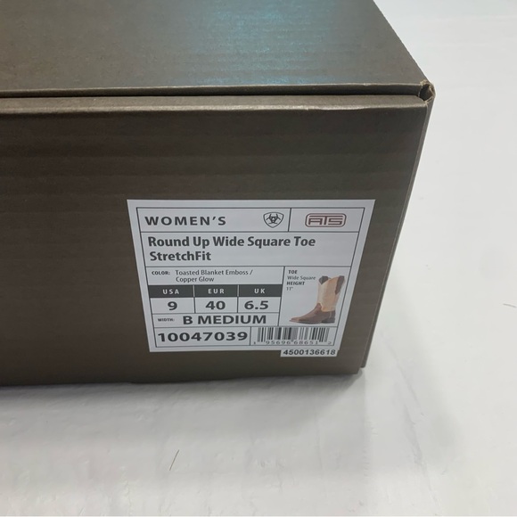 Ariat Round Up Wide Square Toe StretchFit Boots Womens 9 Toasted Blanket New - Picture 7 of 7